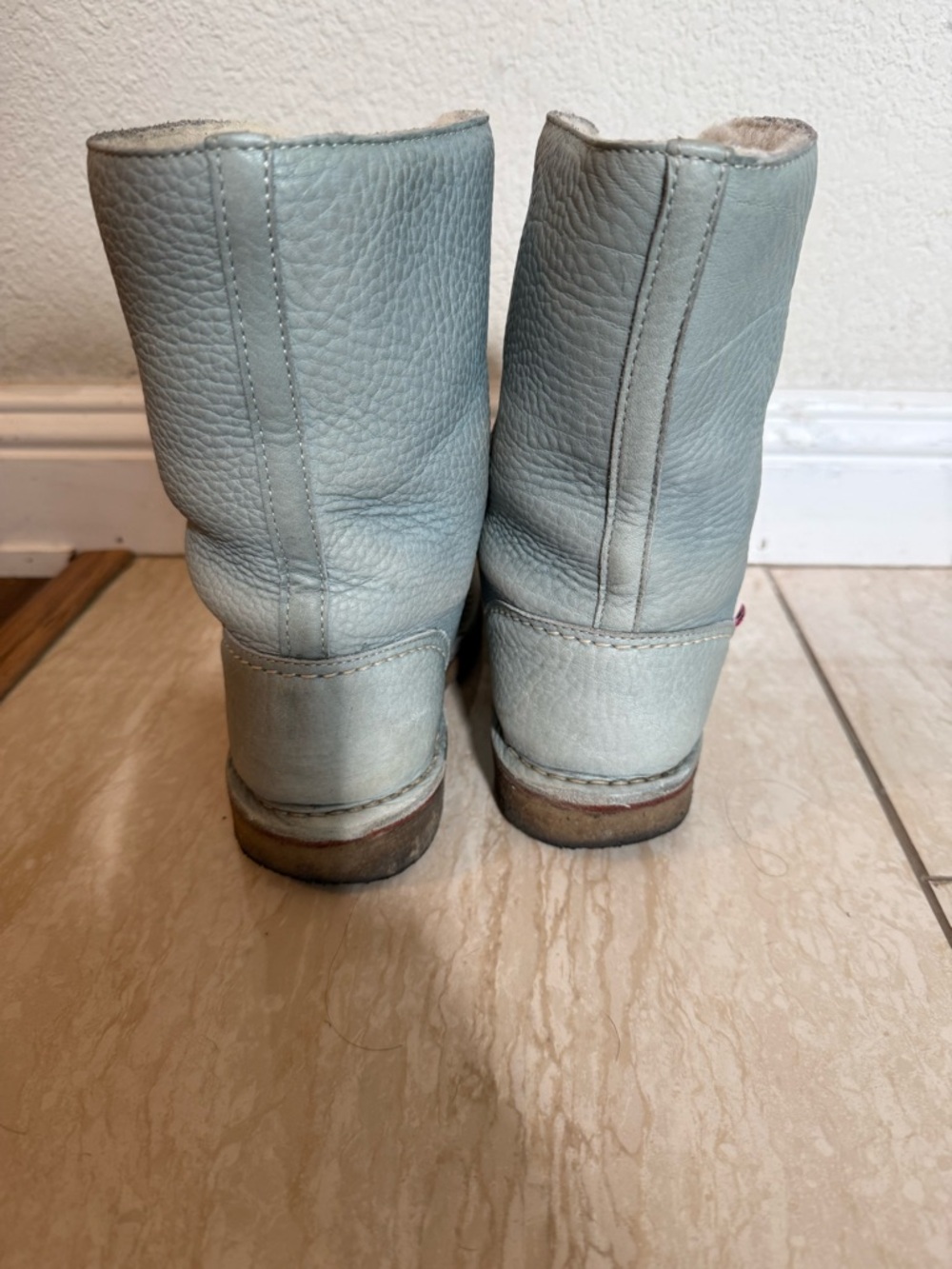 Duckfeet Light Blue Leather Shearling Lined Argus Boots - 37 - Picture 4 of 8